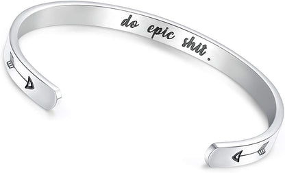 CERSLIMO Inspirational Gifts for Women Bracelet, Personalized Inspire Quotes Cuff Bangle Friendship Jewelry Graduation Encouragement Gift for Her Teen Girls Apparel & Accessories > Jewelry > Bracelets CERSLIMO Do Epic Sh*t  