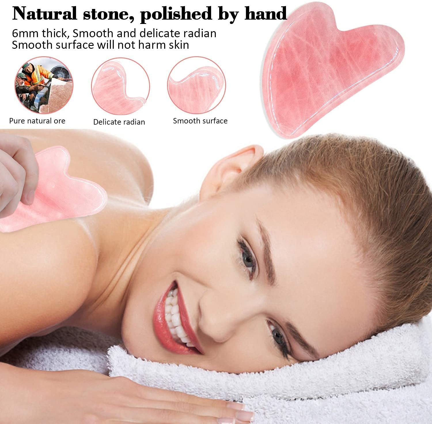 Gua Sha Massage Tool, Natural Rose Quartz Gua Sha Scraping Massage Tool, Facial Massage Tool for SPA Acupuncture Therapy Treatment on Face Back, Arms, Neck, Shoulder Health & Beauty > Personal Care > Cosmetics > Cosmetic Tools > Skin Care Tools Remocc   