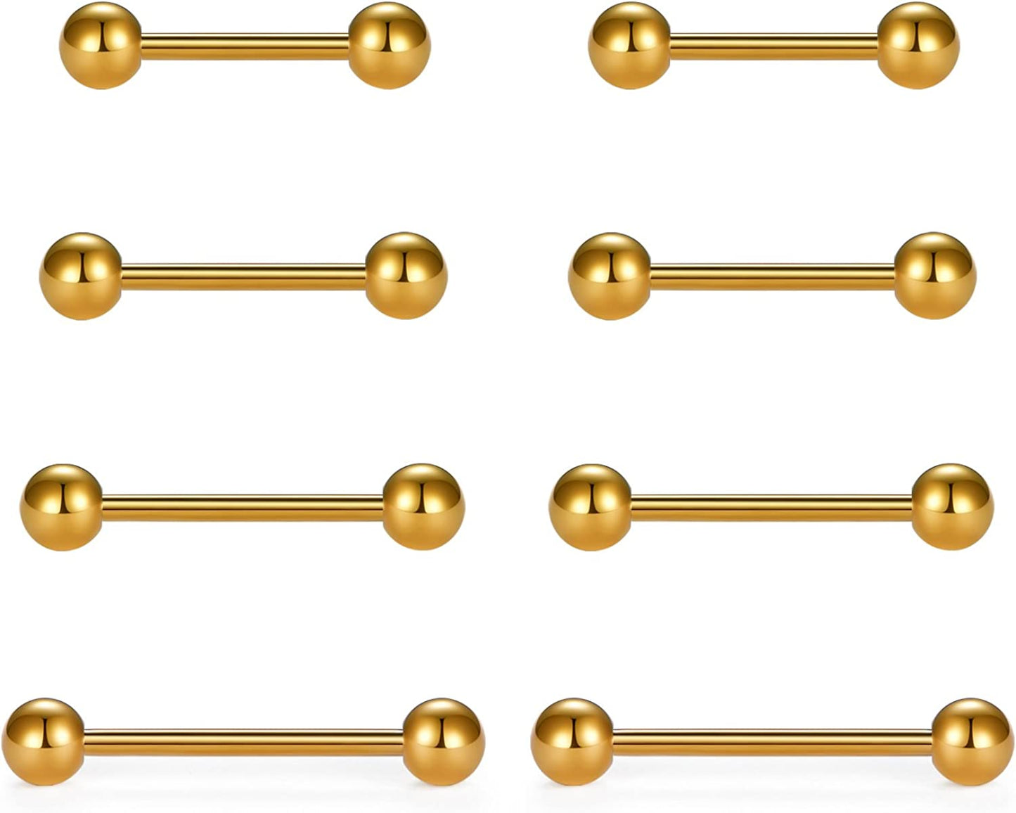 Vcmart Nipple Rings Tongue Rings Stainless Steel 14G Straight Barbells Piercing Jewelry 12Mm,14Mm,16Mm,18Mm Apparel & Accessories > Jewelry > Body Jewelry vcmart 4 -gold  