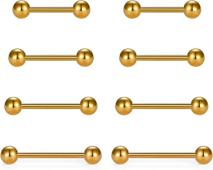 Vcmart Nipple Rings Tongue Rings Stainless Steel 14G Straight Barbells Piercing Jewelry 12Mm,14Mm,16Mm,18Mm Apparel & Accessories > Jewelry > Body Jewelry vcmart 4 -gold  