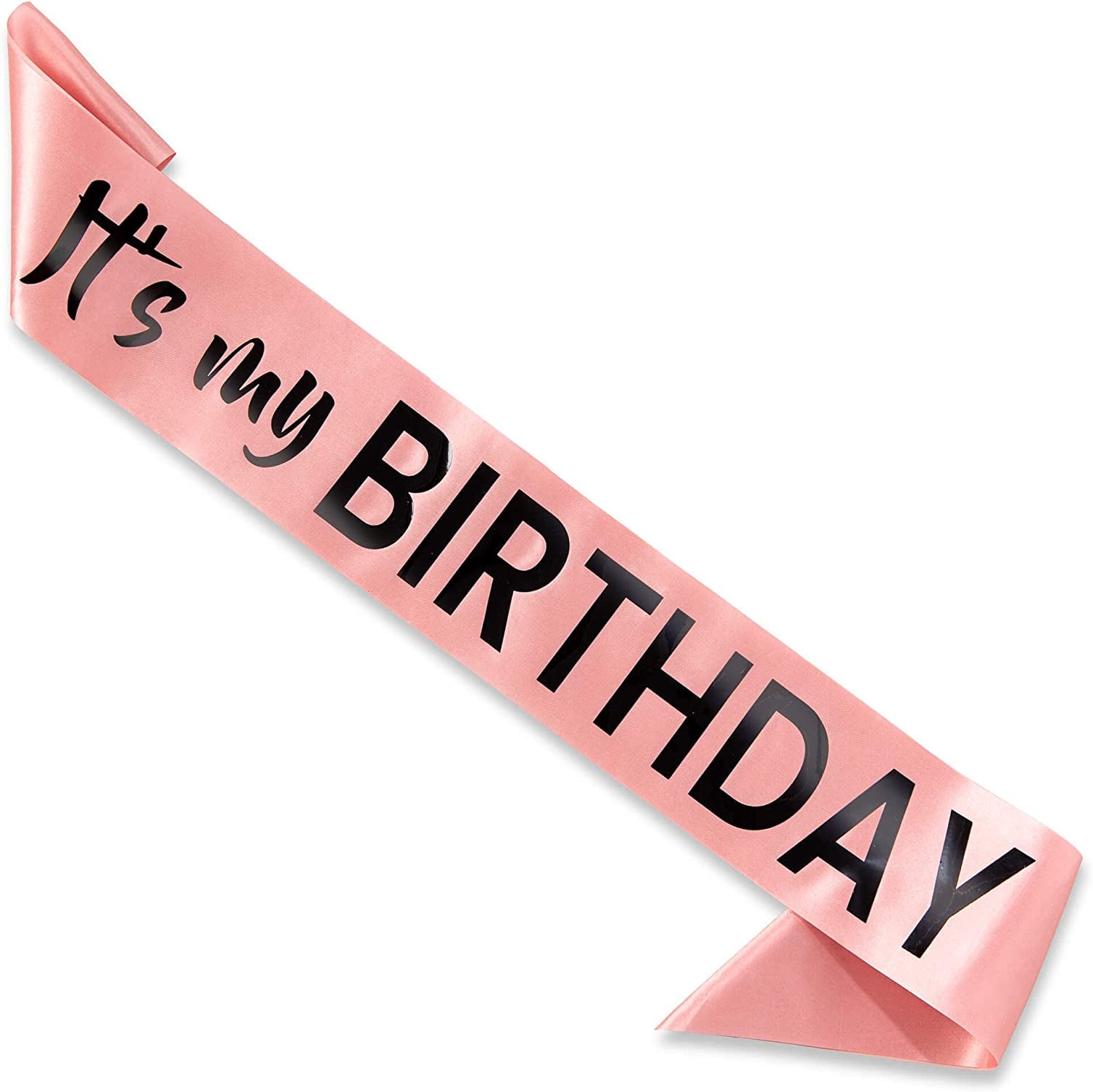 CORRURE 'It'S My Birthday' Sash with Rose Gold Foil - Soft Satin White Birthday Sash for Women - Party Favors Supplies and Decorations for Sweet 16, 18Th 21St 30Th 40Th or Any Happy Bday Party Apparel & Accessories > Clothing Accessories > Sashes Pego Brands General Rose Gold - Black  