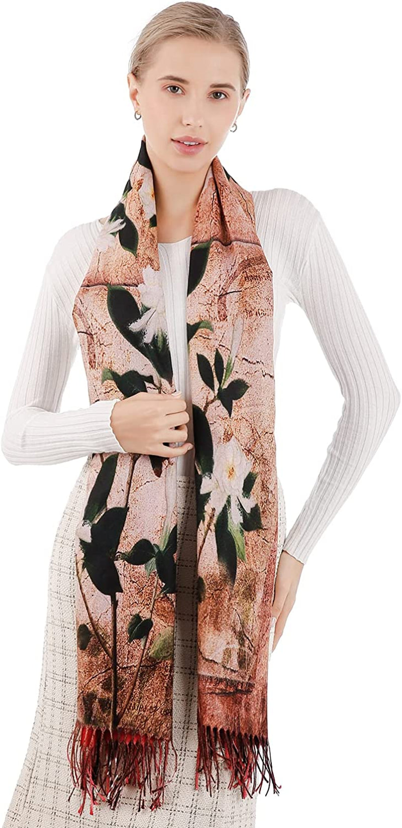 Women'S Fashion Scarf with Art Printed Tassel Soft Cashmere Warm Large Blanket Wrap Shawl for Gift Apparel & Accessories > Clothing Accessories > Scarves & Shawls XYBJ No21  
