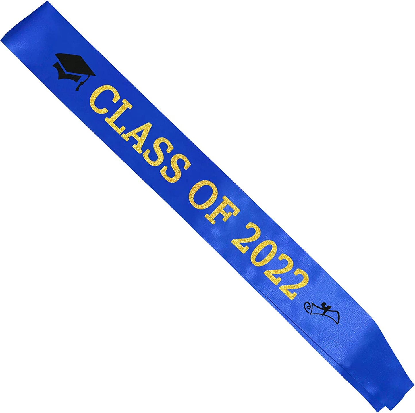 Blue “Class of 2022” Graduation Sash | Gold Glitter Letter Graduate Satin Sash | Funny Graduation Gifts for Boy or Girl| 2022 Graduation Celebration Party Supplies Apparel & Accessories > Clothing Accessories > Sashes Partyprops   