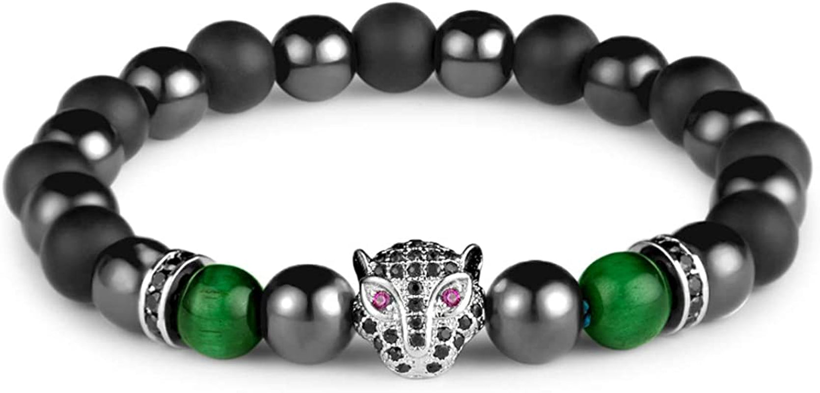 Karseer Black Panther Natural Stone Anxiety Bracelet Healing Crystals and Magnetic Energy Balance Stress Relief Beaded Bracelet Yoga Meditation Praying Protection Jewelry Gift Apparel & Accessories > Jewelry > Bracelets Karseer   