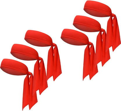 Sports Headband - Head Tie Tennis Tie Hairband - Sweatbands Headbands Wristbands Head Wrap - Ideal for Working Out,Tennis Apparel & Accessories > Clothing Accessories > Bandanas & Headties DEMIL 6pcs-all red  