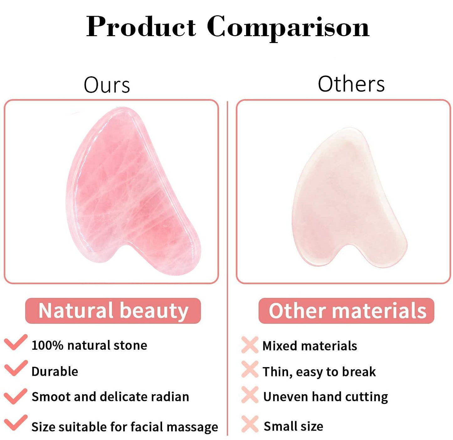 Gua Sha Massage Tool, Natural Rose Quartz Gua Sha Scraping Massage Tool, Facial Massage Tool for SPA Acupuncture Therapy Treatment on Face Back, Arms, Neck, Shoulder Health & Beauty > Personal Care > Cosmetics > Cosmetic Tools > Skin Care Tools Remocc   