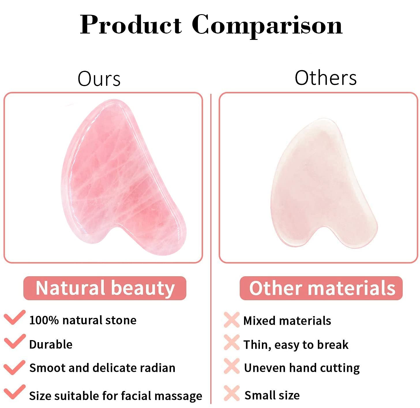 Gua Sha Massage Tool, Natural Rose Quartz Gua Sha Scraping Massage Tool, Facial Massage Tool for SPA Acupuncture Therapy Treatment on Face Back, Arms, Neck, Shoulder Health & Beauty > Personal Care > Cosmetics > Cosmetic Tools > Skin Care Tools Remocc   