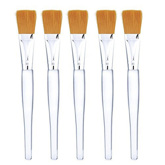 Facial Mask Brush Makeup Brushes Cosmetic Tools with Clear Plastic Handle, 5 Pack (Silver with Yellow Brush) Health & Beauty > Personal Care > Cosmetics > Cosmetic Tools > Makeup Tools Mudder Silver with Yellow Brush  