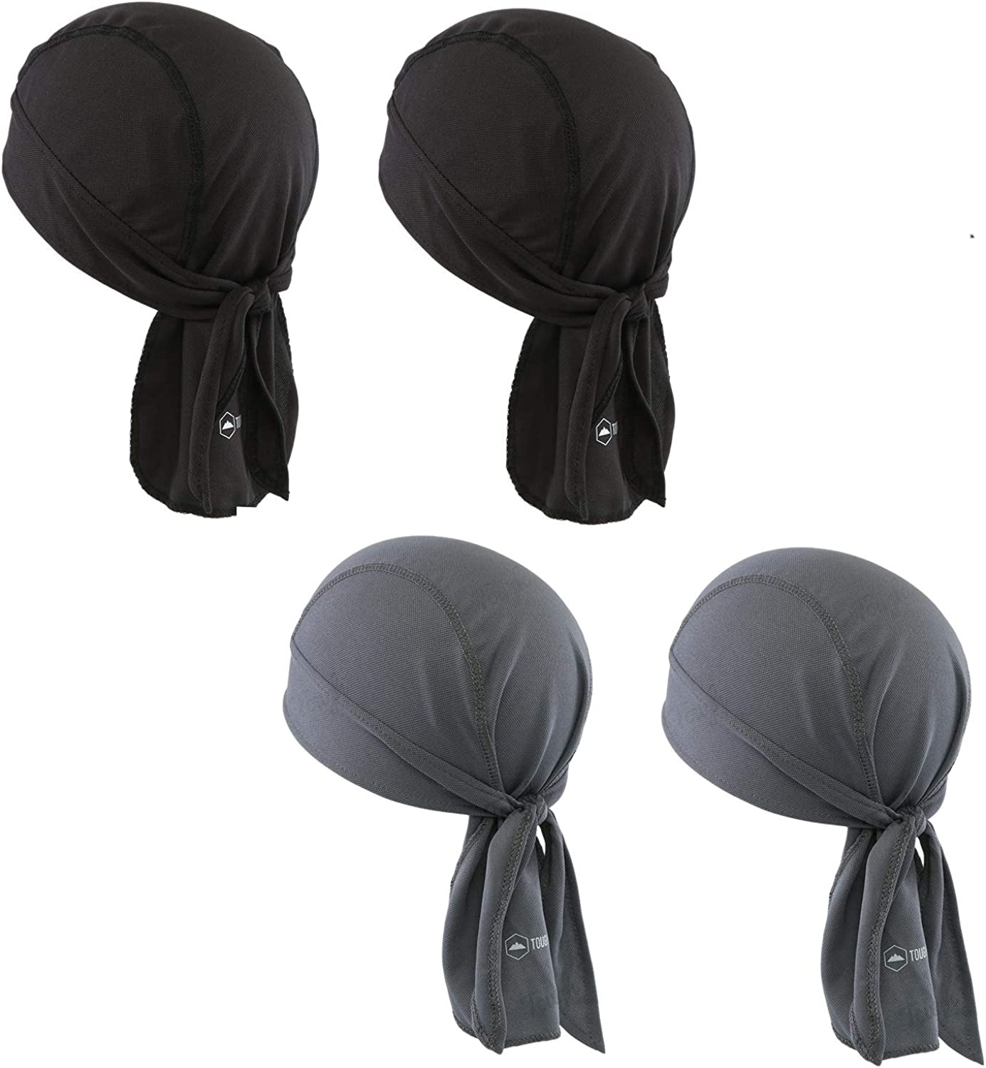 Cooling Helmet Liner - Do Rag Skull Cap for Men - Head Scarf, Bandana, Head Wrap, Beanie for Motorcycle, Cycling, Sports Apparel & Accessories > Clothing Accessories > Headwear Tough Headwear 2 Black / 2 Gray  