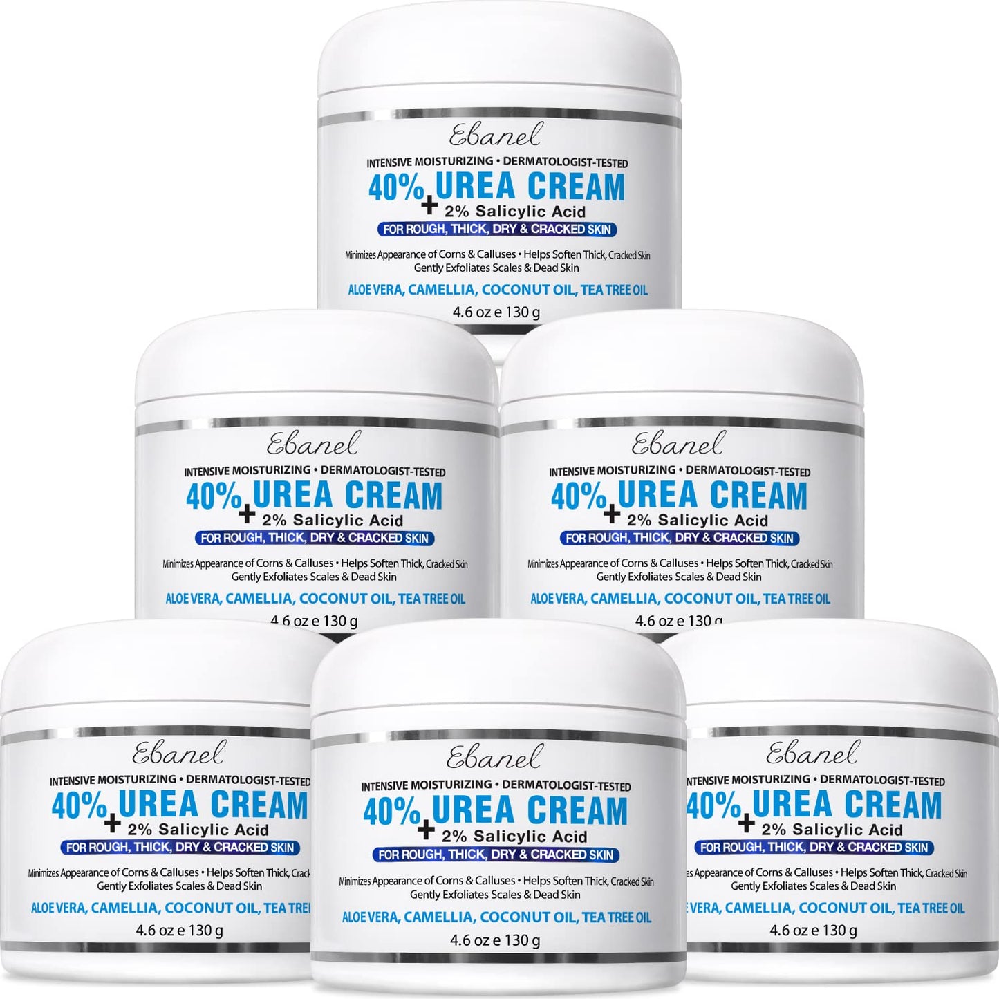 Urea Cream 40% plus Salicylic Acid 4.6 Oz, Callus Remover Hand Cream Foot Cream for Dry Cracked Feet, Hands, Heels, Elbows, Nails, Knees, Intensive Moisturizes & Softens Skin, Exfoliates Dead Skin Health & Beauty > Personal Care > Foot Care Ebanel Laboratories, Inc. 4.6 Ounce (Pack of 6)  