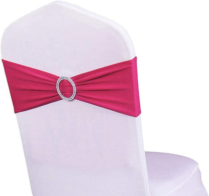 WENSINL Pack of 50 Stretch Chair Sashes for Wedding, Elastic Lycra Chair Bands with Buckle Slider, Chair Bows for Party, without White Chair Covers (Sky Blue) Apparel & Accessories > Clothing Accessories > Sashes HAOYU Fuchsia 100 