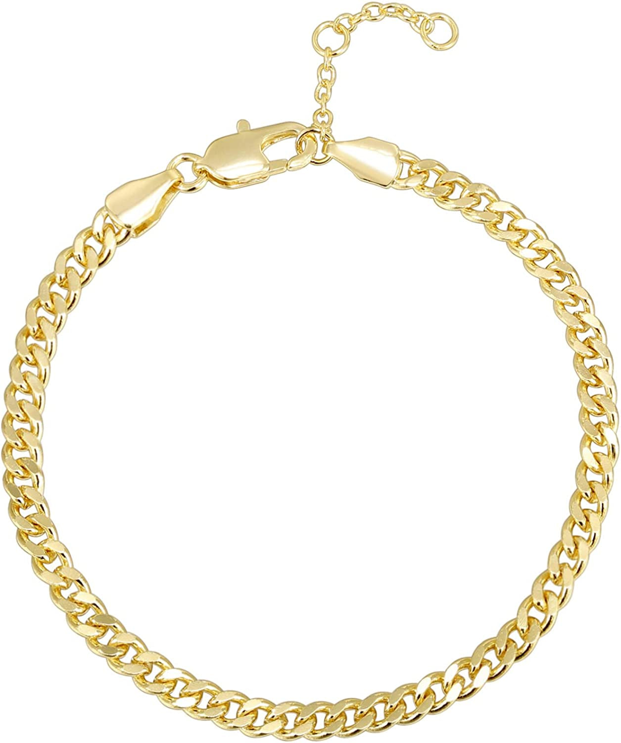 PAVOI 14K Gold Plated Paperclip/Curb/Figaro Chain Adjustable Bracelet for Women Apparel & Accessories > Jewelry > Bracelets PAVOI Curb-L vermeil - yellow 