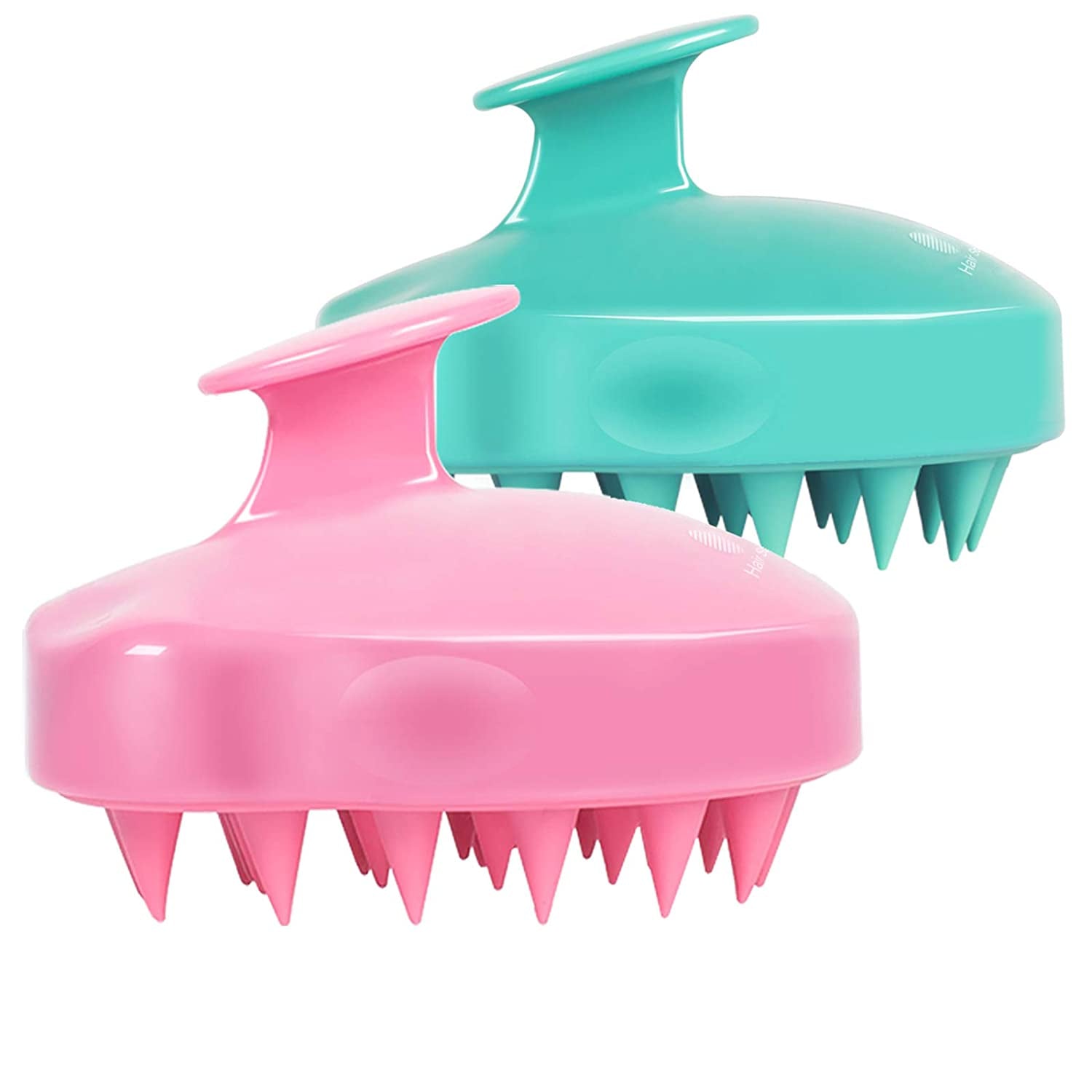 HEETA Hair Scalp Massager Shampoo Brush 2 Pack, Soft Silicone Bristles to Remove Dandruff, Waterproof Hair Scrubber for Both Wet Dry Hair, Suitable for Men & Women (Green & Black) Health & Beauty > Personal Care > Hair Care HEETA Green & Pink  