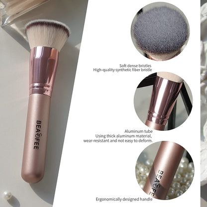 Foundation Makeup Brush Flat Top Kabuki Foundation Brush for Liquid Cream Powder Makeup,The Big Fiber Bristles ,Stippling Buffing Blending Good Premium Face Makeup Brush Set Tools Rose Gold Health & Beauty > Personal Care > Cosmetics > Cosmetic Tools > Makeup Tools BEASOFEE   
