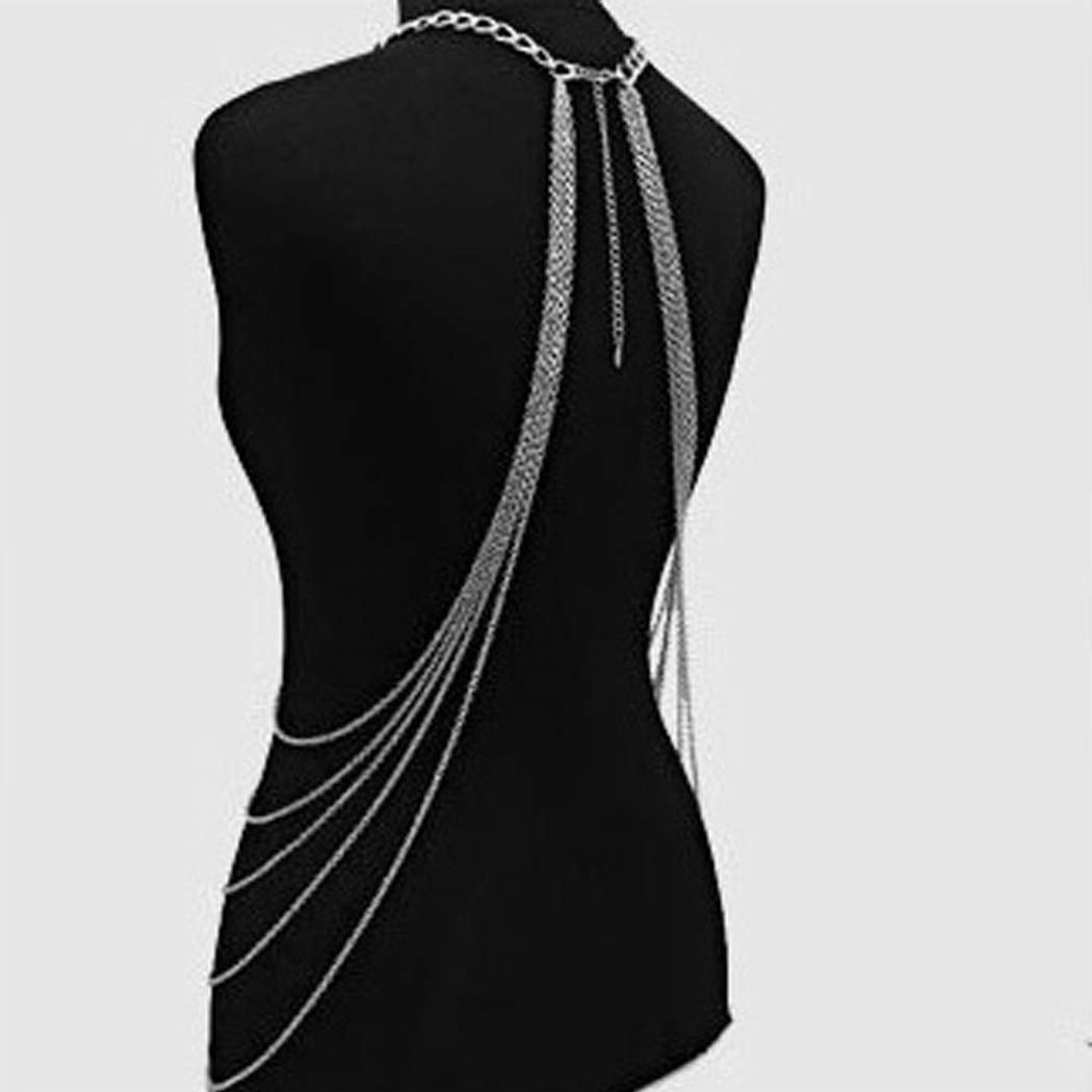 Bomine Harness Silver Body Chain Bra Crossover Sexy Body Jewelry Bikini Chains Necklace for Women and Girls (Silver) Apparel & Accessories > Jewelry > Body Jewelry Bomine   