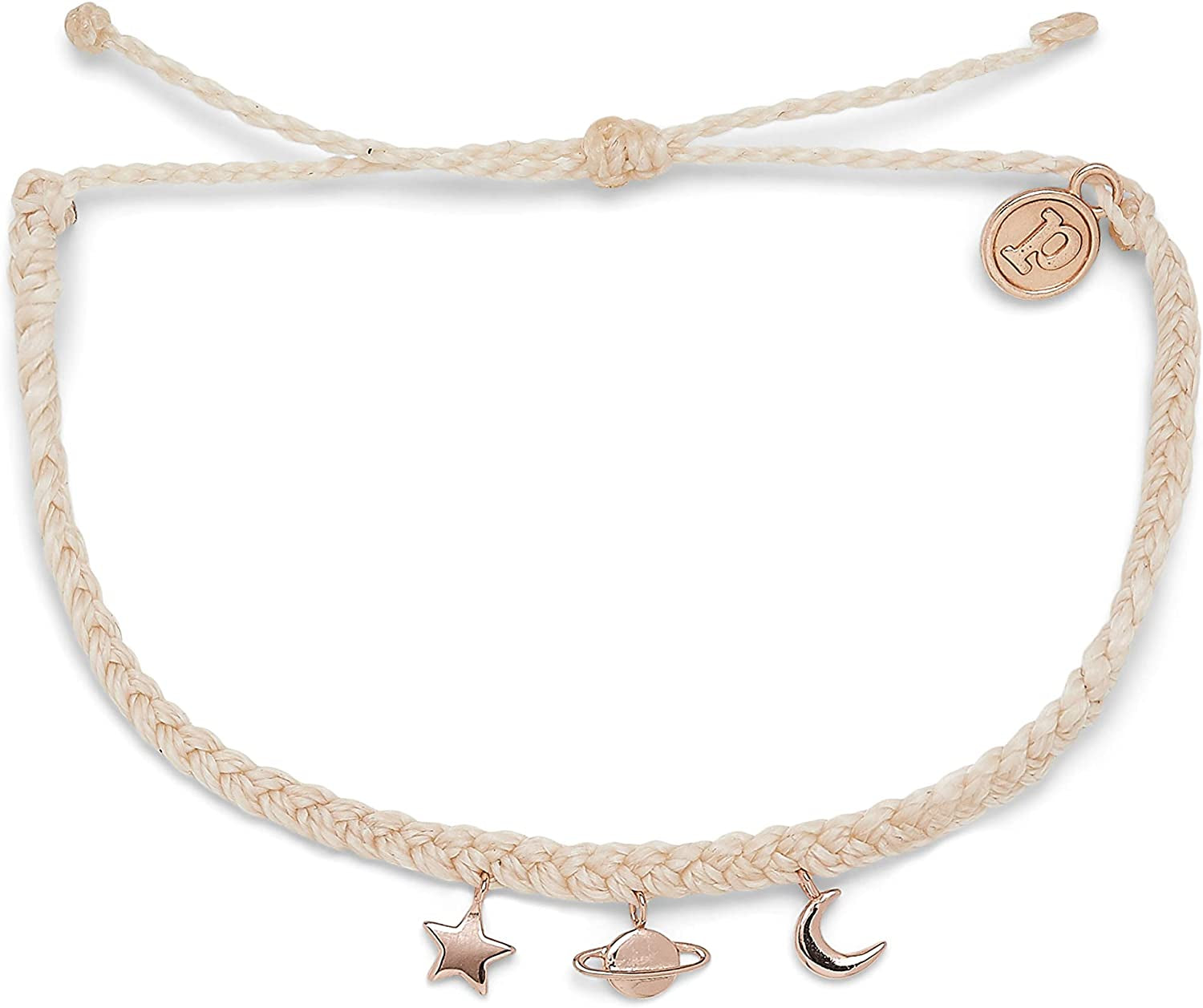 Pura Vida Silver or Rose Gold Cosmic Charms Bracelet - 100% Waterproof, Adjustable Band - Brand Charm Apparel & Accessories > Jewelry > Bracelets Pura Vida Vanilla  