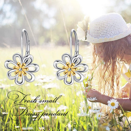 Daisy Earrings,Rose Earrings,Lotus Earrings,Sunflower Earrings Sterling Silver Gold Plated Filigree Flower Leverback Dangle Earrings for Women Girls Apparel & Accessories > Jewelry > Earrings LUHE   