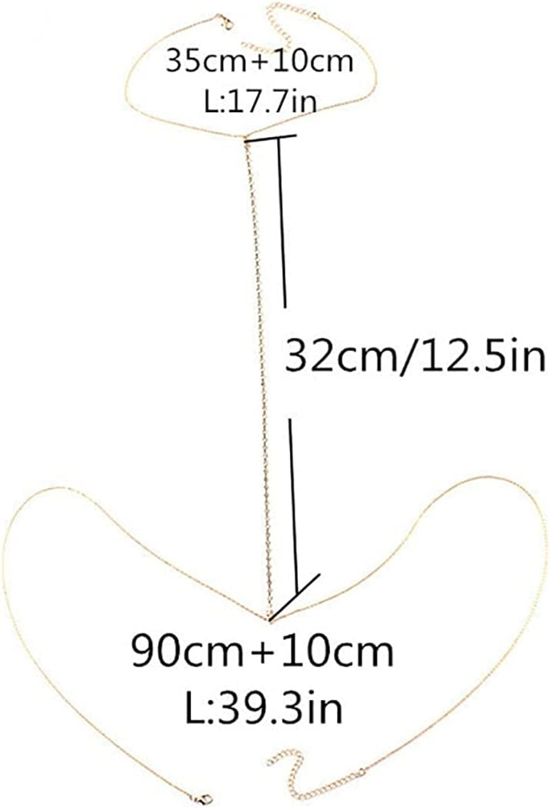 Bomine Gold Rhinestone Body Chain Silver Bra Crystal Sexy Bikini Body Jewelry Necklace Chains for Women and Girls (Gold) Apparel & Accessories > Jewelry > Body Jewelry Bomine   