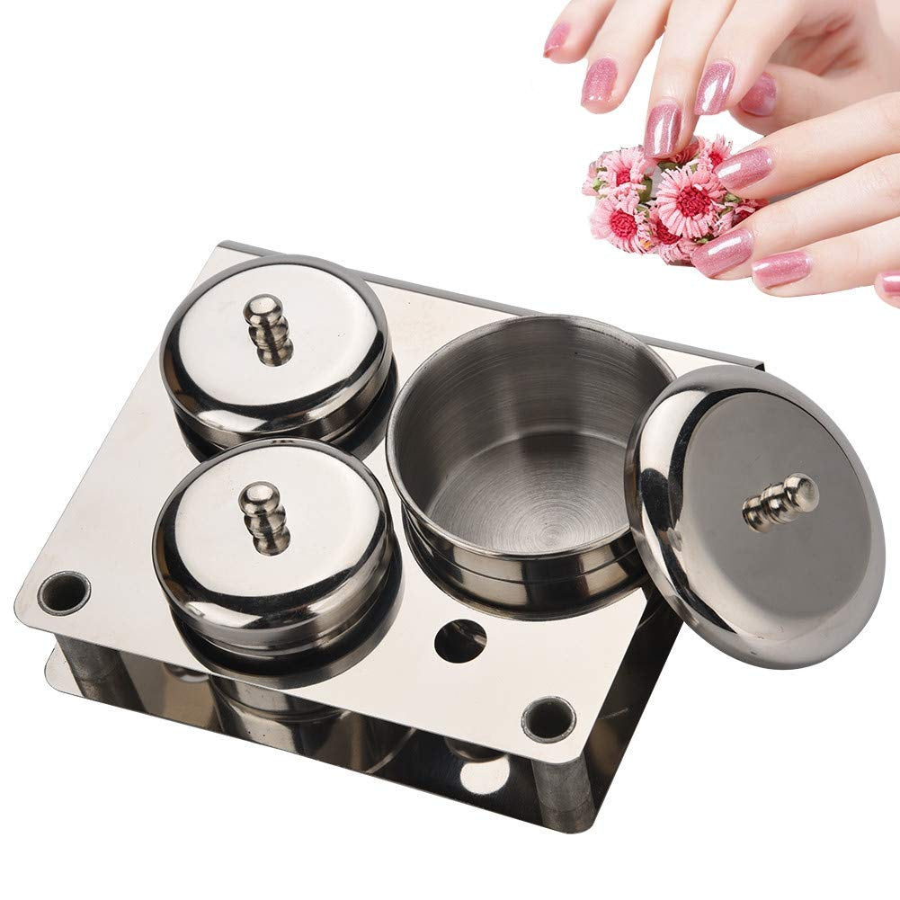 Nail Liquid Container, Mini Stainless Steel Dish Pot Liquid Powder Cup Lid Bowl Nail Art Tools Acrylic Nail Art Equipment Mini Bowl Cup Tray Pot Container Organizer Holder with Lid, 3Pcs Health & Beauty > Personal Care > Cosmetics > Cosmetic Tools > Nail Tools Zerone   