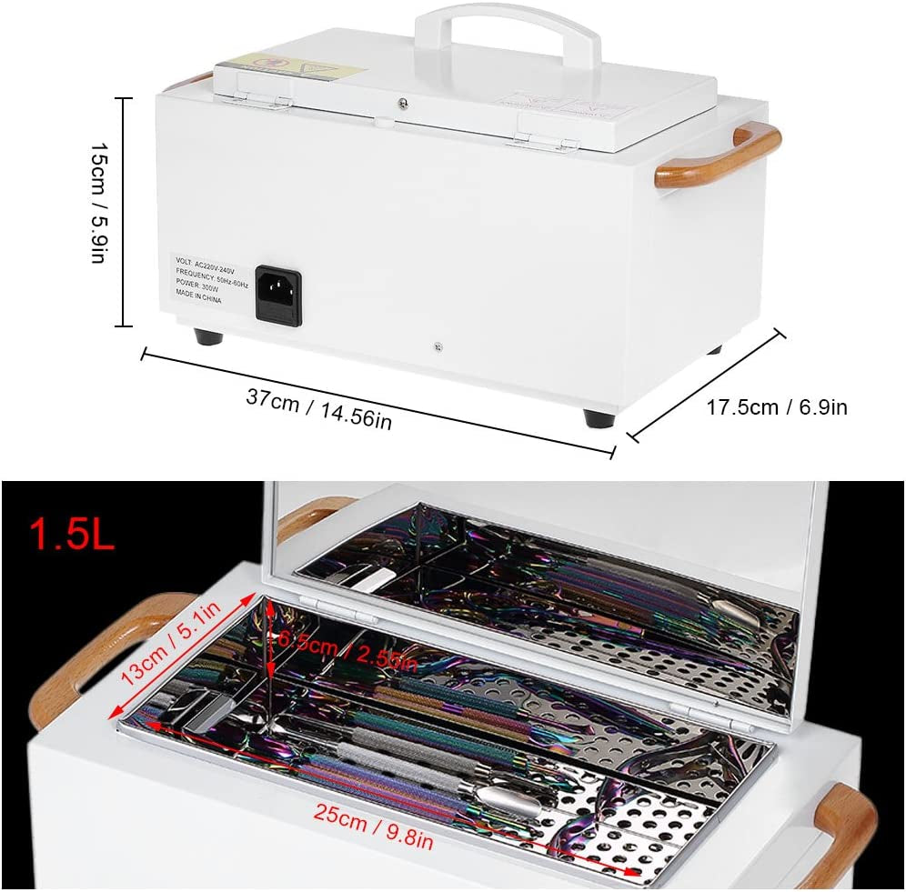 High Temperature Metal Tool Cleaning Box, 110V 300W 1.5L with Timer Manicure Pedicure SPA Salon Barber Equipment for Sundry Beauty Hair Nail Metal Tools with Handle Health & Beauty > Personal Care > Cosmetics > Cosmetic Tools > Nail Tools Smith Chu   