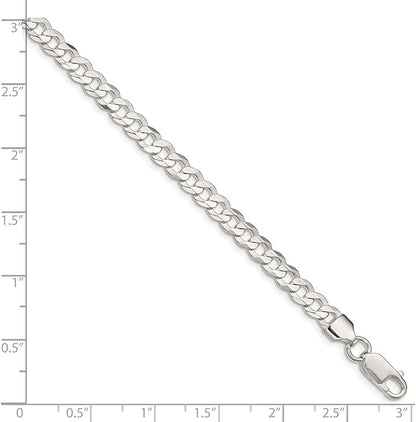 Solid 925 Sterling Silver 5.65Mm Concave Beveled Curb Cuban Chain Necklace - with Secure Lobster Lock Clasp Apparel & Accessories > Jewelry > Anklets Sonia Jewels   