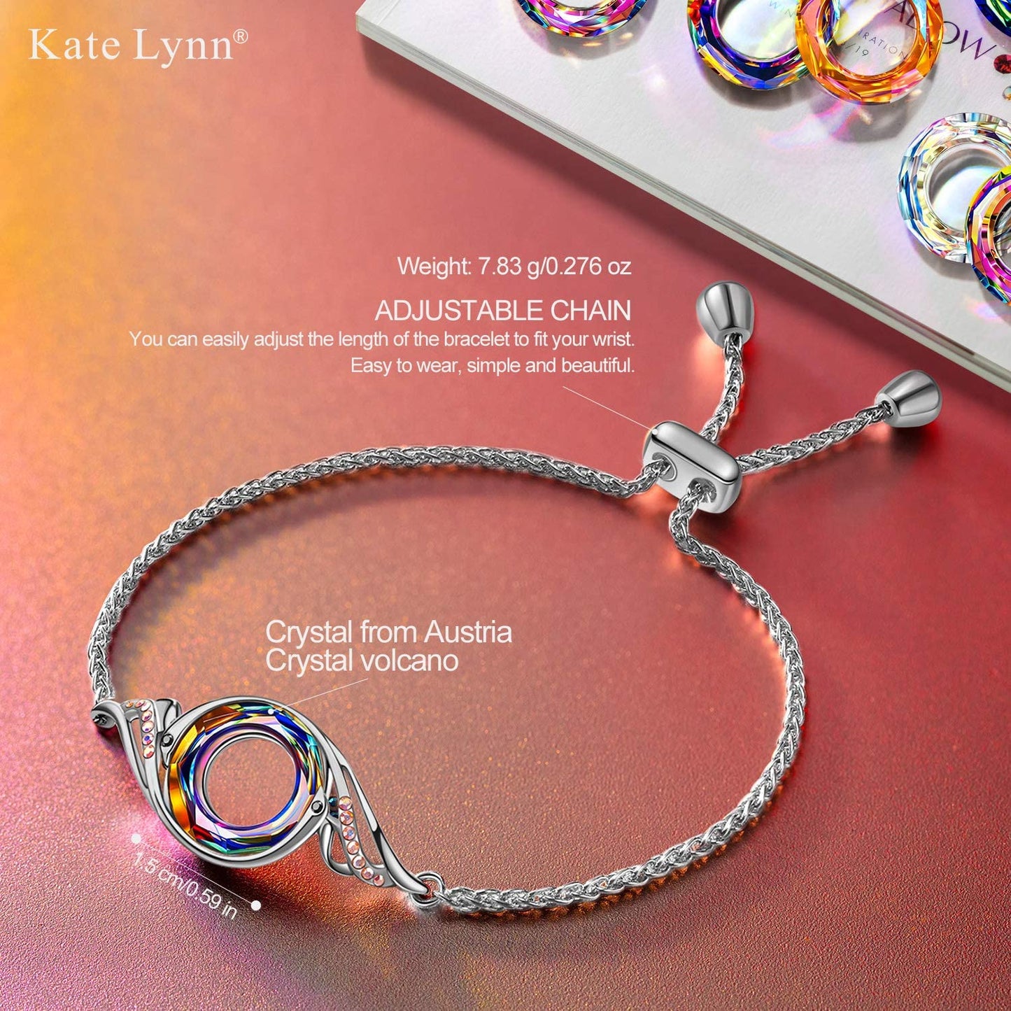 Kate Lynn "Rise from the Ashes" Phoenix Bracelet Made with Crystals from Austria, Adjustable Slider Bracelet for Women, Packaged with Jewelry Box, Christmas Gifts Birthday Gifts for Women, Symbol of Luck and Renewal Apparel & Accessories > Jewelry > Bracelets Kate Lynn   