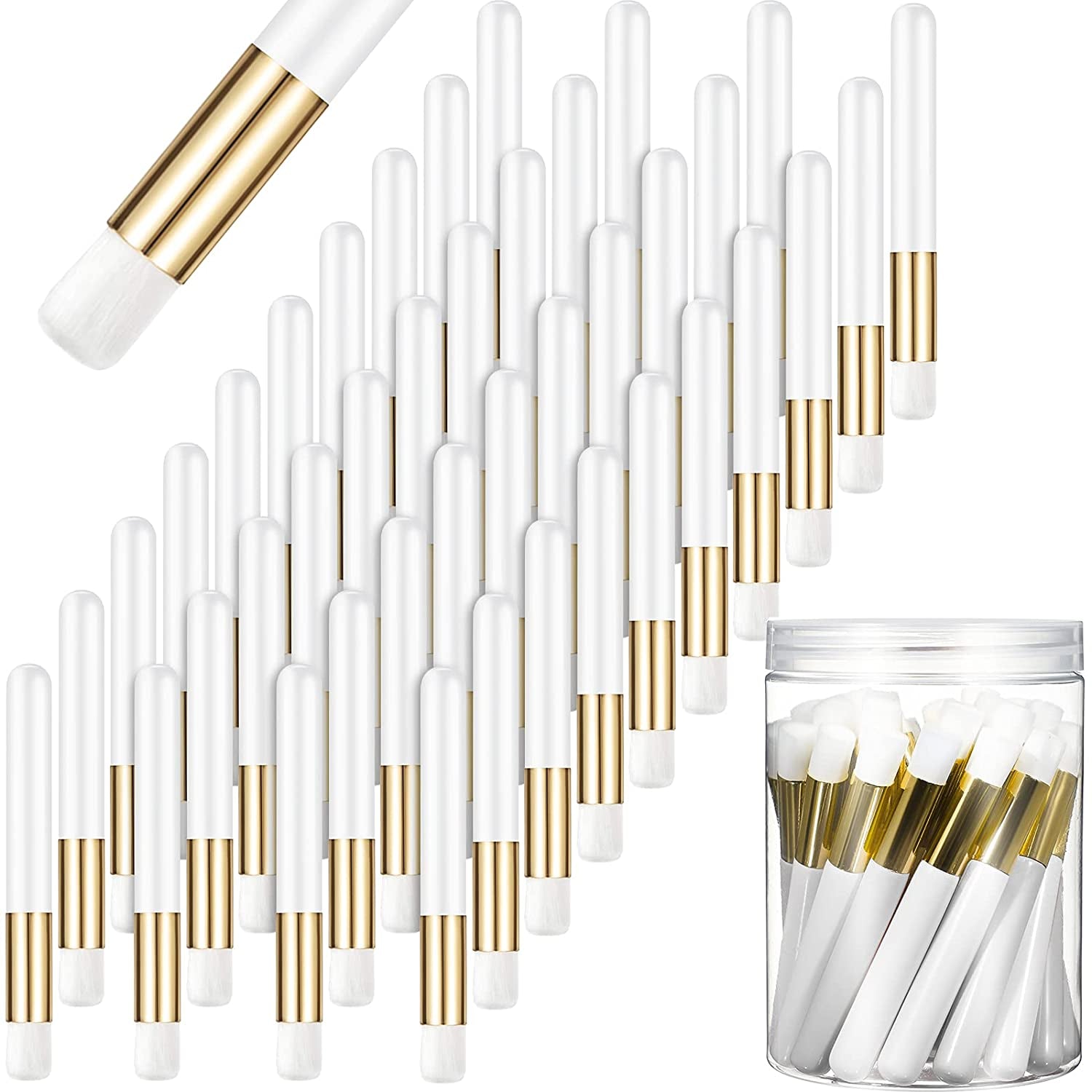 Lauwell 40 Pieces Lash Shampoo Brushes Nose Pore Deep Cleaning Brush Peel off Blackhead Removing Brush Tool Cosmetic Lash Cleanser Brush Facial Cleansing Brushes with Storage Box(Pink) Health & Beauty > Personal Care > Cosmetics > Cosmetic Tools > Makeup Tools Lauwell White  