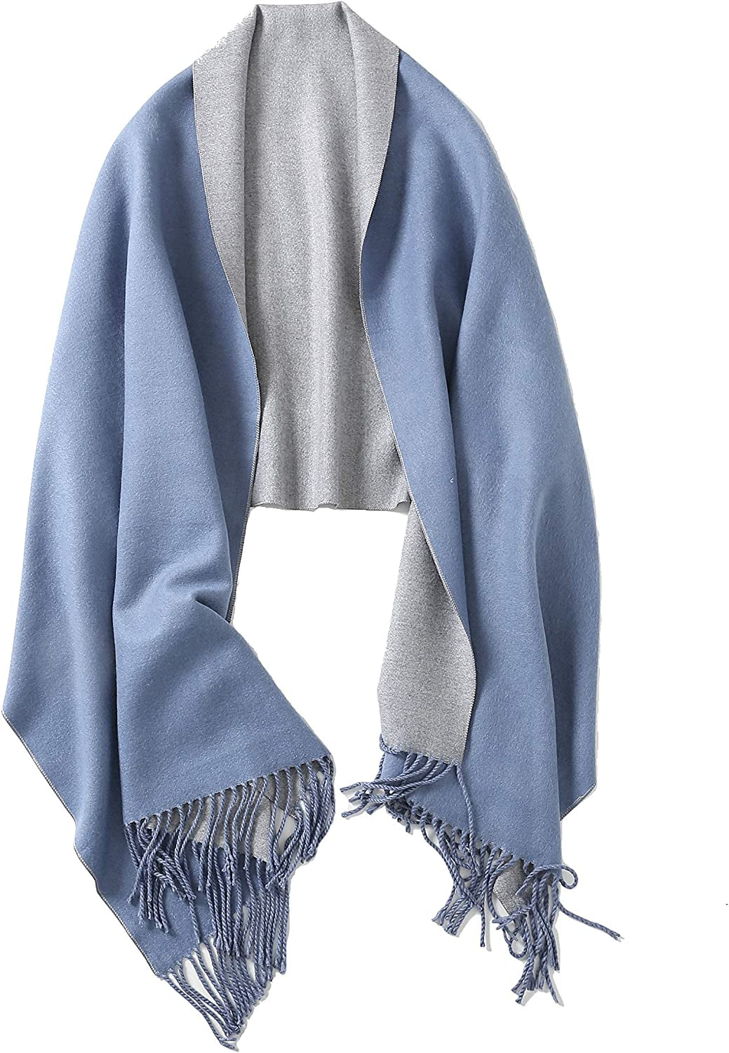 Jeelow Winter Pashmina Blanket Scarfs Shawls Wraps Open Front Poncho Cape for Women Wedding Evening Dresses Apparel & Accessories > Clothing Accessories > Scarves & Shawls Jeelow Blue Tone  