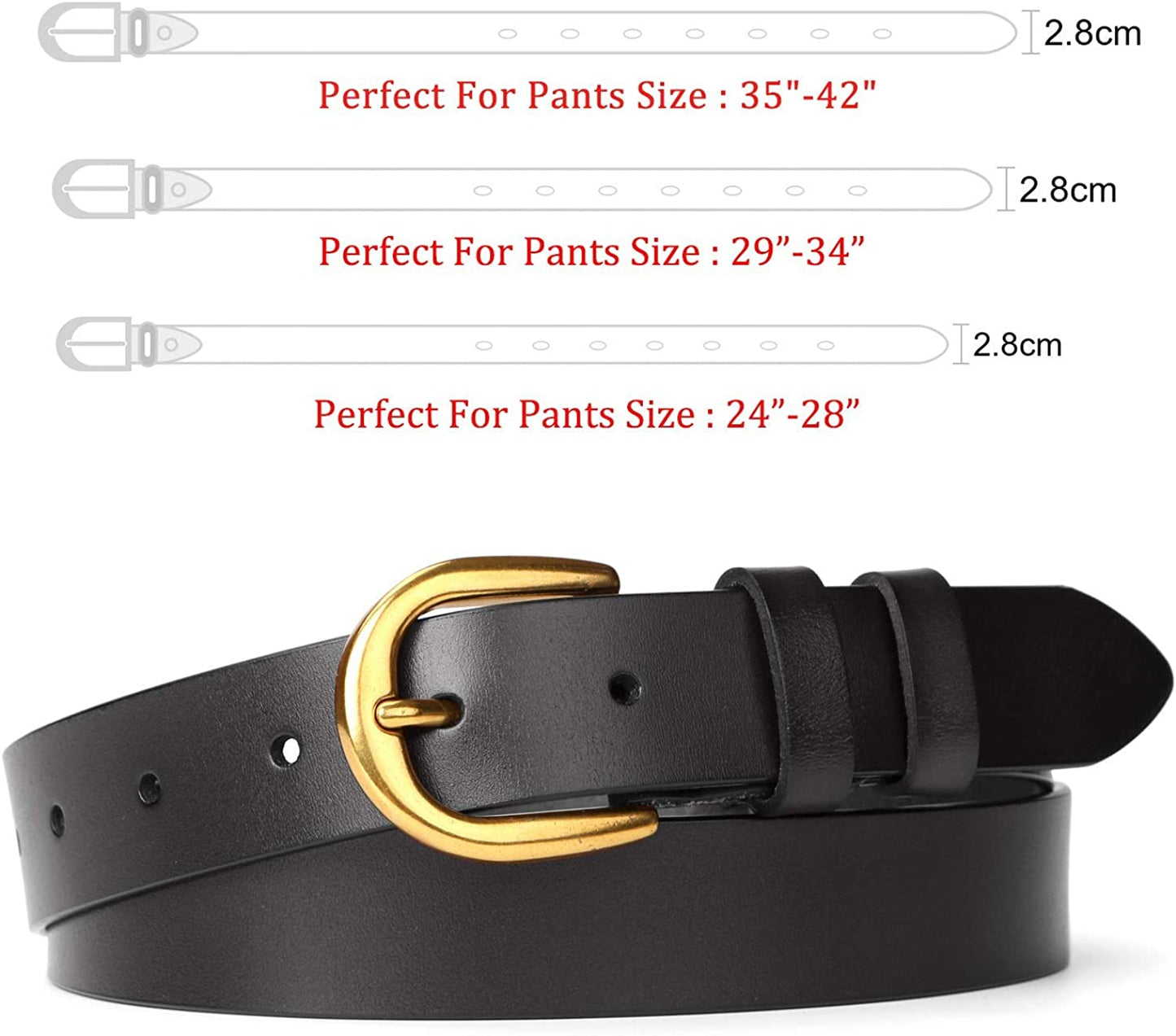 Women Leather Belt for Jeans Pants Dresses Black Ladies Waist Belt with Pin Buckle by WHIPPY Apparel & Accessories > Clothing Accessories > Belts WHIPPY   
