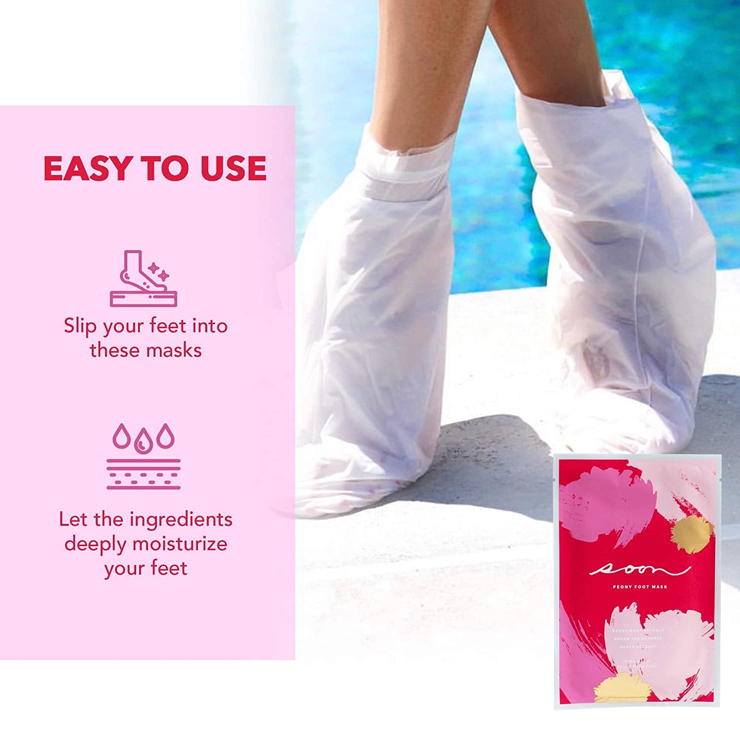 Peony Foot Mask, Feet Masks for Dry Skin, Foot Mask for Dry Cracked Feet, Dry Feet Treatment, Cracked Feet Treatment, Moisturizing Foot Mask - Soon Skincare Health & Beauty > Personal Care > Foot Care KYLIE MAX   