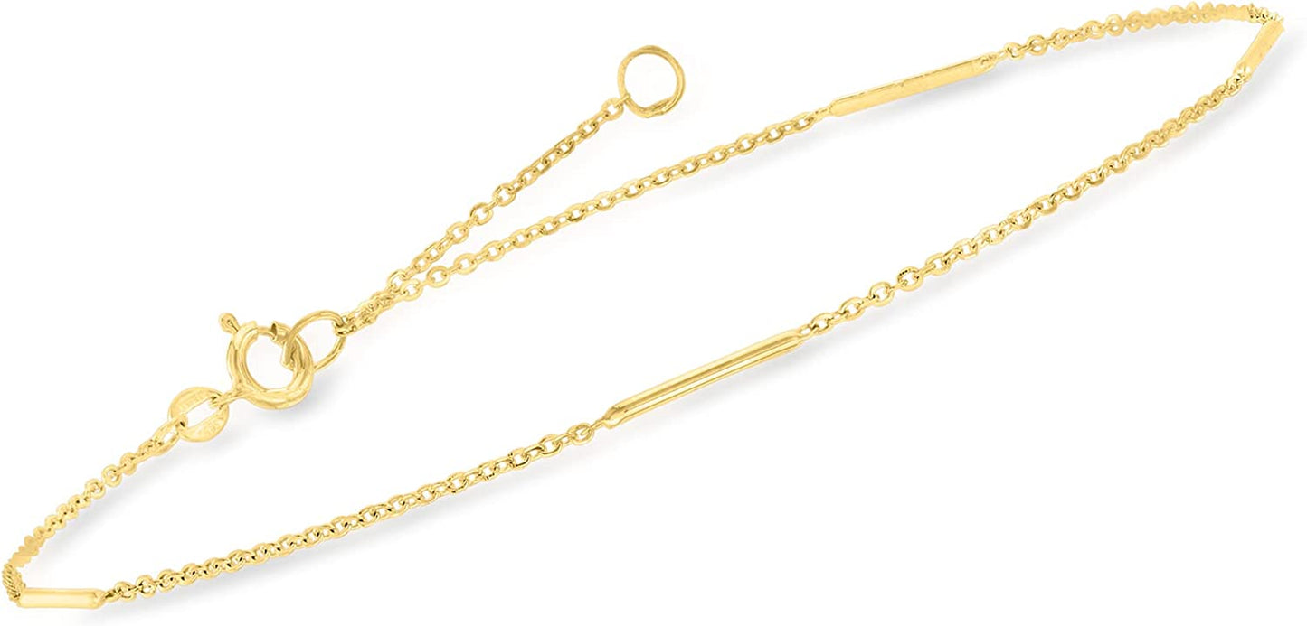 RS Pure by Ross-Simons Italian 14Kt Yellow Gold Station Bar Anklet. 9 Inches Apparel & Accessories > Jewelry > Anklets Ross-Simons   