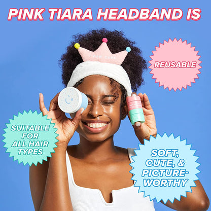 I Dew Care Face Wash Headband - Pink Tiara | Spa, Soft, Cute for Makeup, Shower, Teen, Girls Stuff, Princess Style, 1 Count Health & Beauty > Personal Care > Hair Care I DEW CARE   