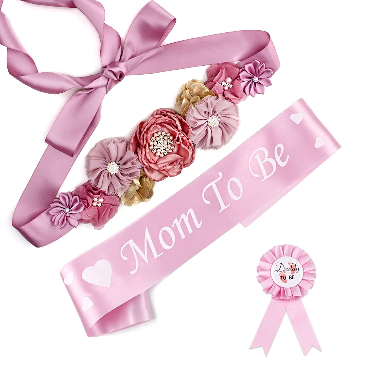 Baby Bee Baby Shower Mommy Sash Pregnancy Sash Keepsake Baby Shower Flower for Gender Reveal (Royal Blue) Apparel & Accessories > Clothing Accessories > Sashes Baby Noah Dusty Pink  