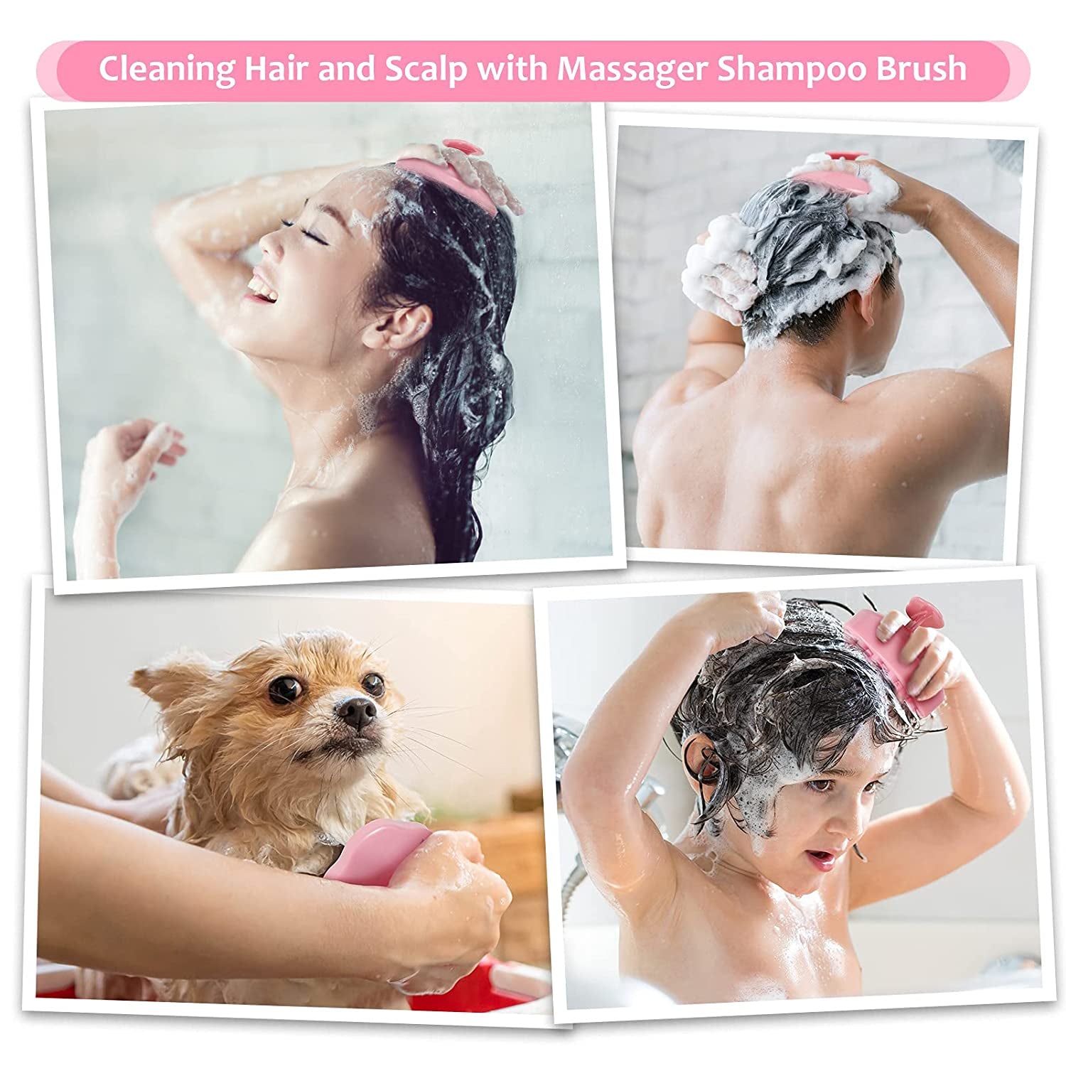 Hair Scalp Massager Shampoo Brush,Soft Silicone Hair Brush for Wet Dry Oily Curly Straight Thick Thin Rough Long Short Natural Men Women Kids Pets Hair Care Tools（Pink Health & Beauty > Personal Care > Hair Care URTHEONE   