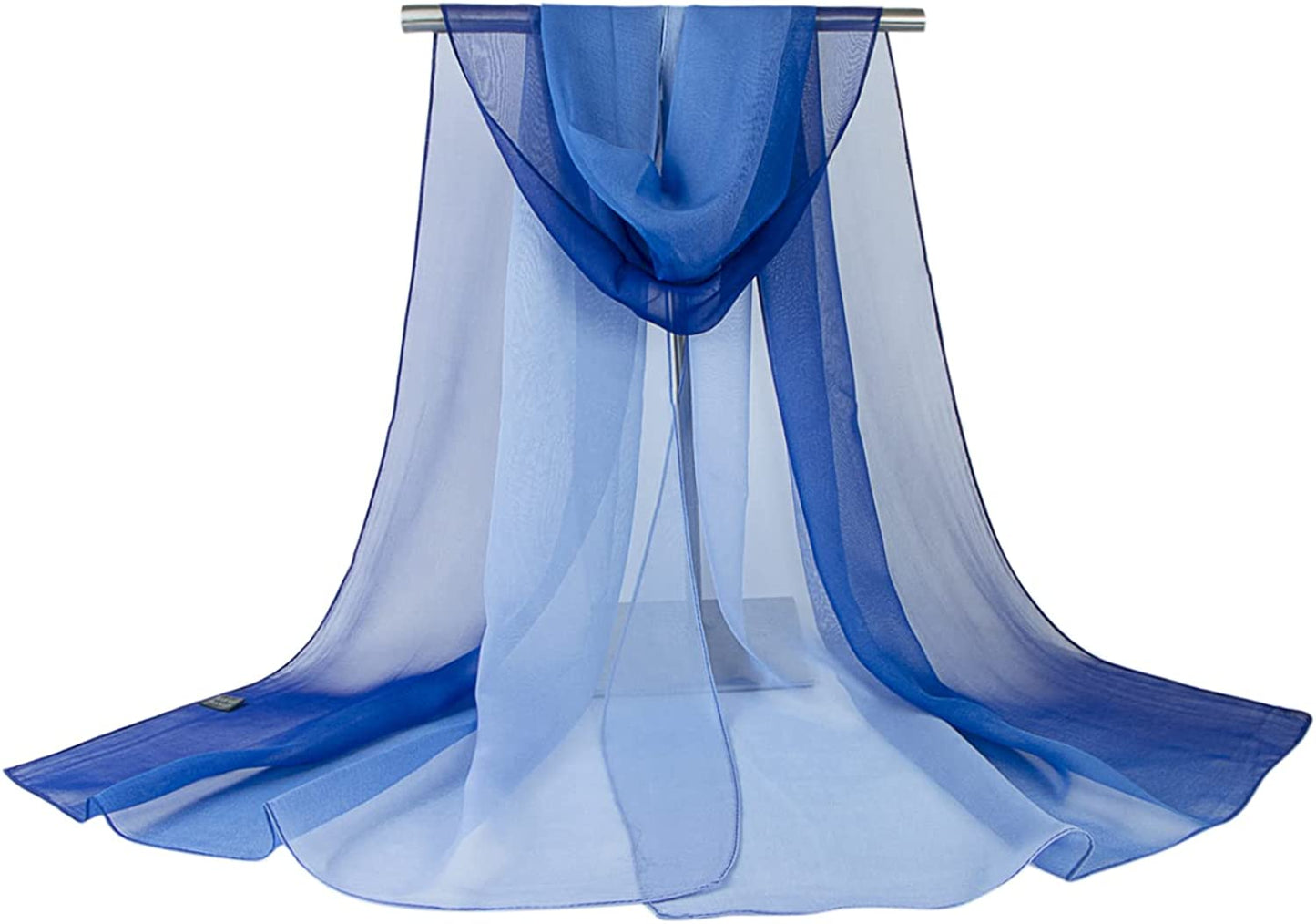 Ombre Silk Scarf Oblong Gradiente Scarves Lightweight Accent Scarfs for Women Apparel & Accessories > Clothing Accessories > Scarves & Shawls Yeieeo Bright Blue  