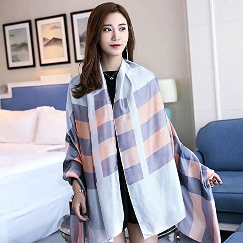 Van Caro Womens Silk Spring Scarf Fashion Shawls Wraps for Hair & Neck, Grey Apparel & Accessories > Clothing Accessories > Scarves & Shawls Lobagve   