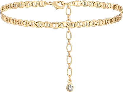 VACRONA Gold Anklets for Women 14K Gold Plated Boho Beach Beaded Chain Anklet Dainty Turquoises Evil Eye Ankle Bracelet Adjustable Chain Anklet Foot Jewelry Apparel & Accessories > Jewelry > Anklets VACRONA Marina Chain  