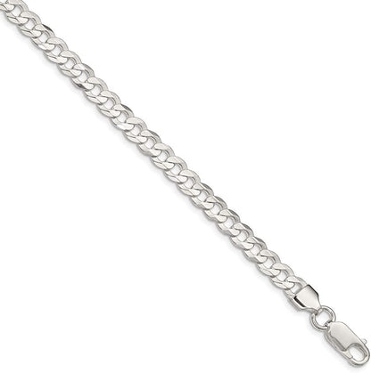 Solid 925 Sterling Silver 5.65Mm Concave Beveled Curb Cuban Chain Necklace - with Secure Lobster Lock Clasp Apparel & Accessories > Jewelry > Anklets Sonia Jewels 9.0 Inches  
