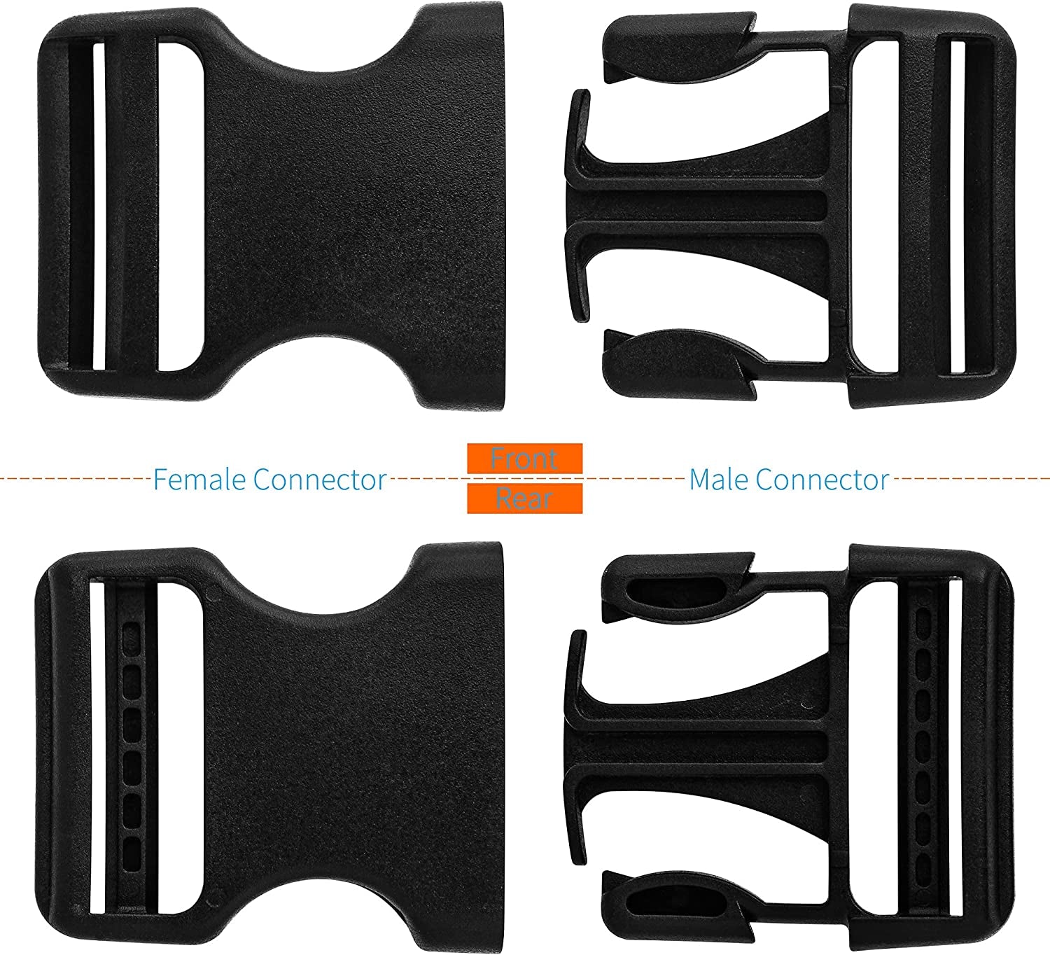 Buckle for Strap 1.5": Side Release Buckles Plastic Clips 4 Set + Tri-Glide Slide 8 Pcs Fit 1 1/2 Inch Wide Nylon Straps Webbing Belt, Heavy Duty Replacement for Backpack, Dual Adjustable No Sewing Apparel & Accessories > Clothing Accessories > Belt Buckles LASIGHT   