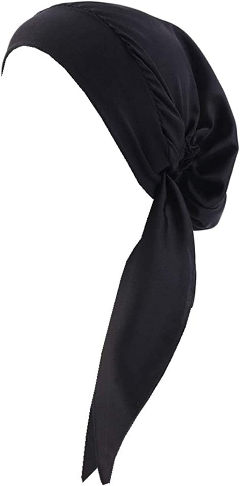 CCCHO Women Vintage Silky Turbans Bonnet Elastic Wide Band Multifunction Printing Hat Chemo Hair Loss Cap Apparel & Accessories > Clothing Accessories > Headwear CCCHO A3-black  