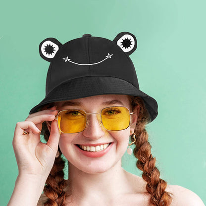 SAOROPEB Frog Hat for Adult Teens, Cute Frog Bucket Hat, Cotton Bucket Hat Funny Hat Fisherman Hat for Men Women Apparel & Accessories > Clothing Accessories > Hats SAOROPEB   