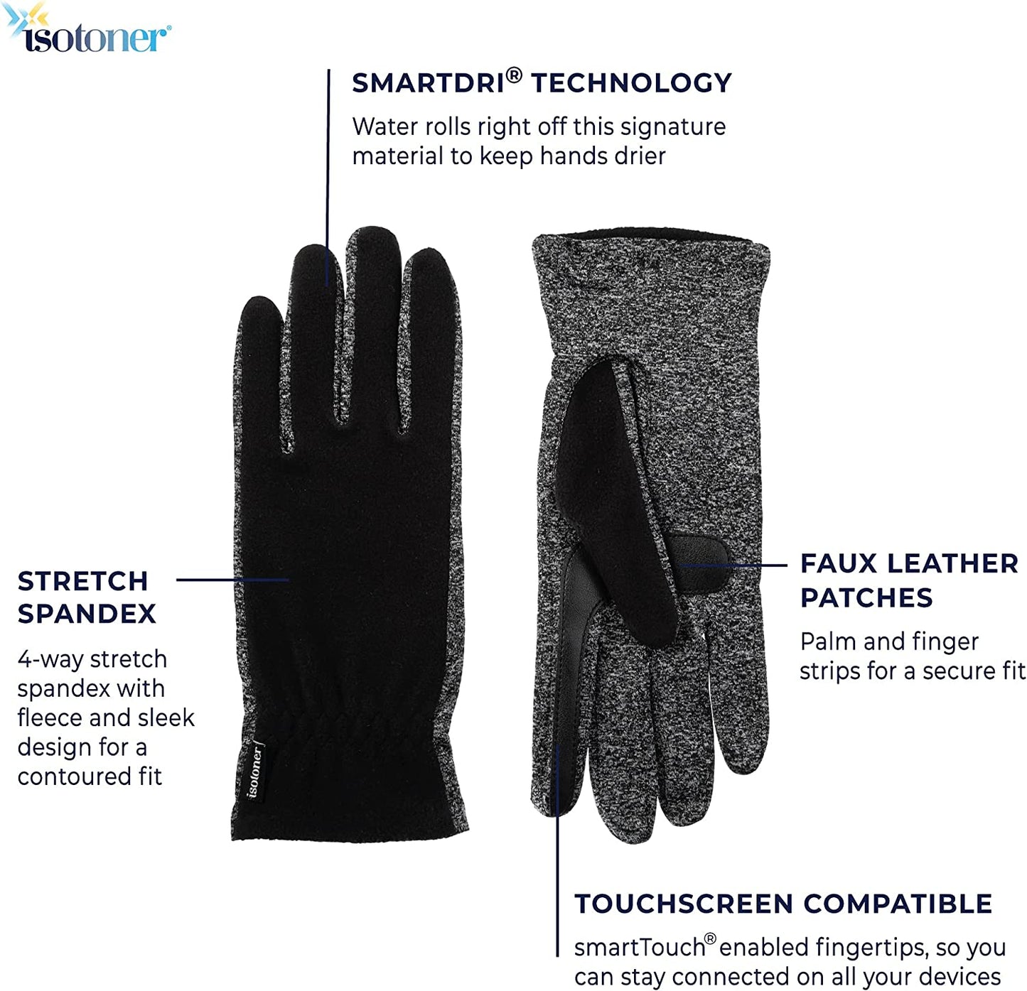 Isotoner Women'S Unlined Water Repellant Touch Screen Gloves, Black, One Size Apparel & Accessories > Clothing Accessories > Gloves & Mittens Isotoner   