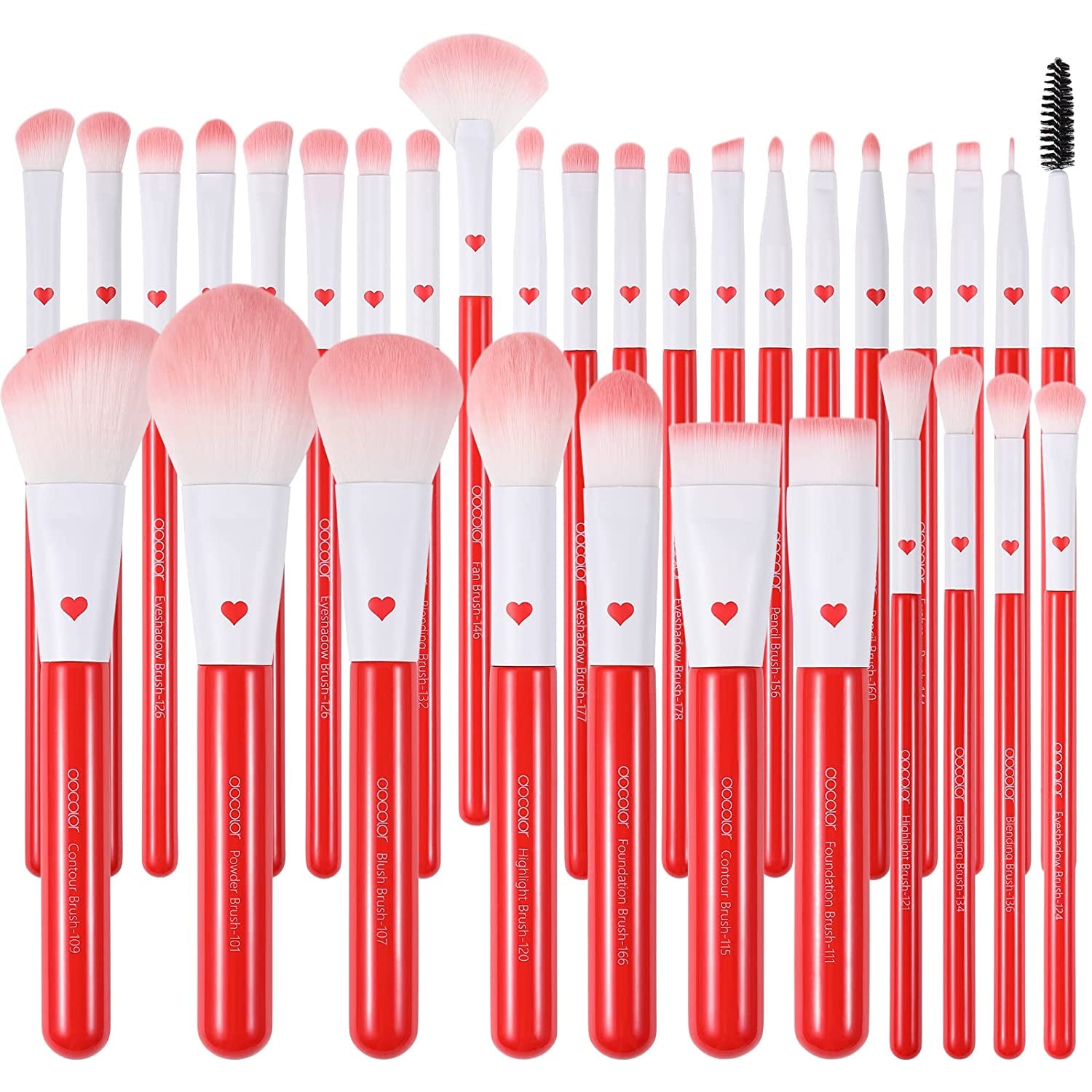 Docolor Makeup Brushes 32 Piece Period Red Professional Makeup Brush Set Premium Gift Kabuki Foundation Blending Face Powder Blush Contour Eye Shadows Eyebrow Eyeliner Make up Tools Kit Health & Beauty > Personal Care > Cosmetics > Cosmetic Tools > Makeup Tools Docolor Red/White  