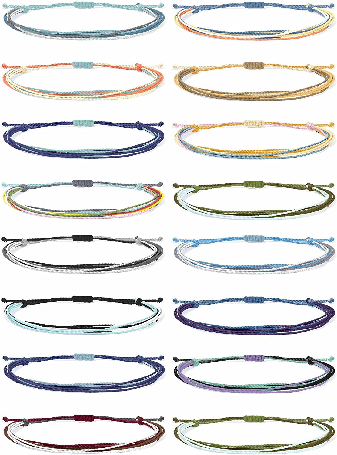 HUASAI Vsco String Bracelets for Teen Girls Women Waterproof Boho Rope Bracelets Wave Surfer Bracelets Summer Beach Anklets Apparel & Accessories > Jewelry > Anklets HUASAI 16 Pcs Colorful String Bracelets  