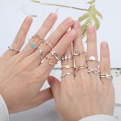 38 Pcs Knuckle Rings for Women Stackable Rings Set Girls Bohemian Retro Vintage Joint Finger Rings Hollow Carved Flowers