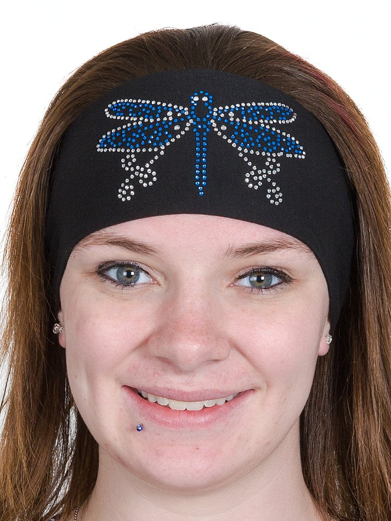 Open Road Girl Head Wrap: Wide Headbands for Women: Biker Chick Headwear: Dragonfly with Rhinestones (Purple) Apparel & Accessories > Clothing Accessories > Bandanas & Headties Open Road Biker Gear Blue  