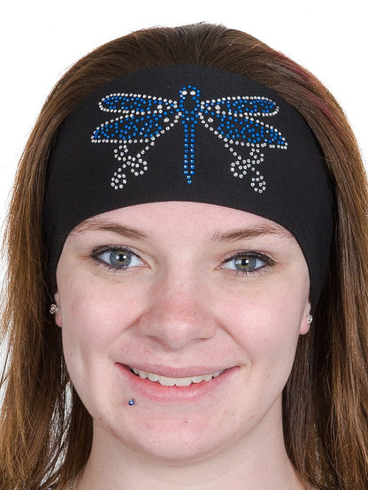 Open Road Girl Head Wrap: Wide Headbands for Women: Biker Chick Headwear: Dragonfly with Rhinestones (Purple) Apparel & Accessories > Clothing Accessories > Bandanas & Headties Open Road Biker Gear Blue  