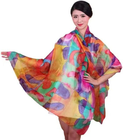 Women Fashion Silk Scarf Oblong Floral Oversize Soft Shawl Beach Wrap Apparel & Accessories > Clothing Accessories > Scarves & Shawls Just4Beauty Spring  