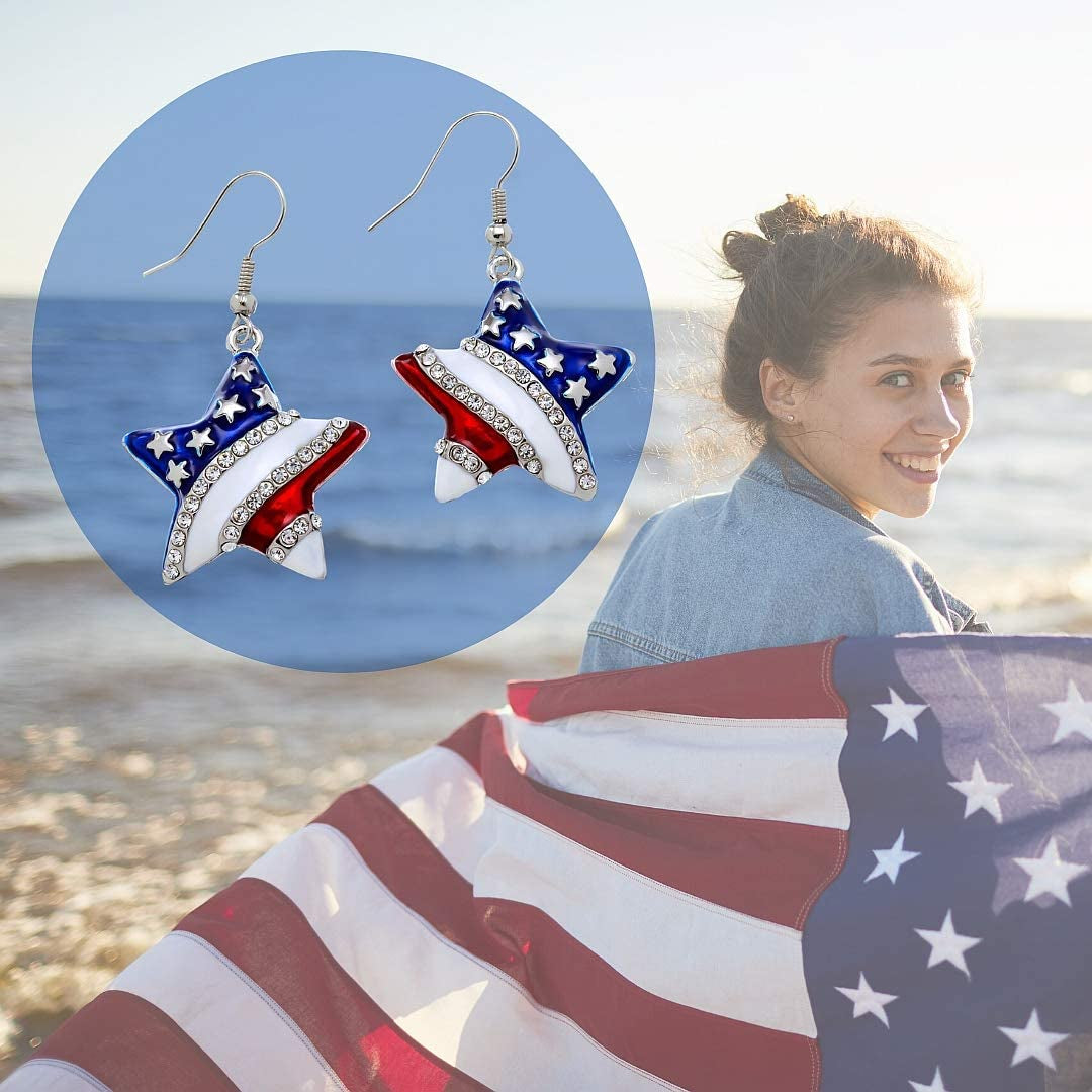 Pammyj Red White Bllue American Flag Earrings Apparel & Accessories > Jewelry > Earrings PammyJ Necklace   