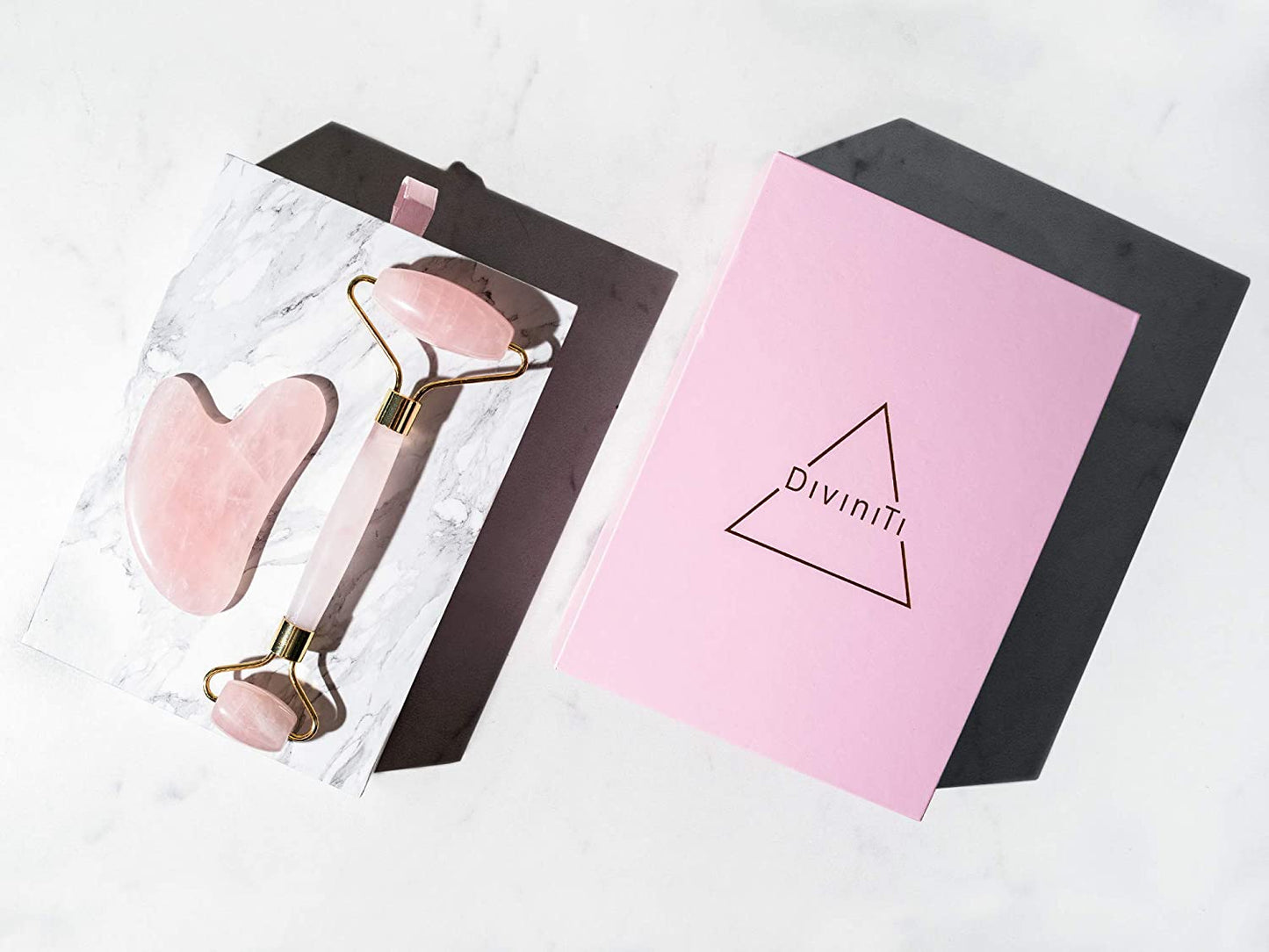 Rose Quartz Roller & Gua Sha Massage Tool - Gifts for Women - Jade Roller for Face Roller - Skincare Tools for Face | anti Aging Rose Quartz Roller for Face | Guasha Tool for Face Health & Beauty > Personal Care > Cosmetics > Cosmetic Tools > Skin Care Tools DROP OF DIVINITI   